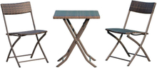 Tavolo tavolino da giardino con 2 sedie pieghevoli in pe rattan marrone