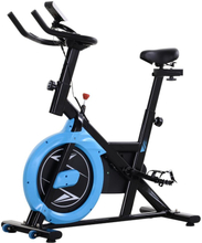 Cyclette con trasmissione a cinghia intensità regolabile nero e azzurro
