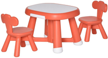 Set tavolo con 2 sedie per bambini e piano di lavoro con lavagnetta bianca