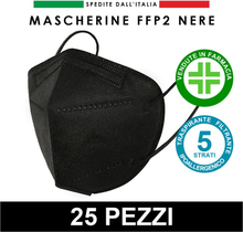 25 Mascherine protettive FFP2 nere mascherina protettiva filtrante certificata