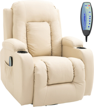 Poltrona massaggiante reclinabile riscaldante similpelle con telecomando beige
