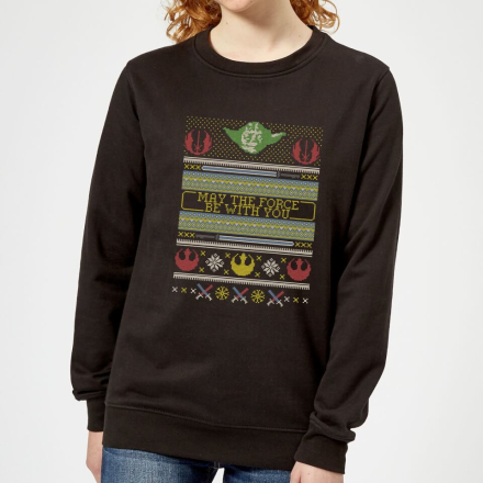 Star Wars May The force Be with You Pattern Women's Christmas Jumper - Black - XL - Black