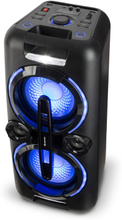 Bazzter Party-audiosystem 200W max batteri BT USB MP3 AUX LED mikrofon