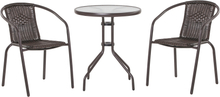 Set tavolo e 2 sedie da giardino in acciaio e rattan pe marrone per esterno