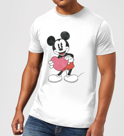 Disney Mickey Mouse Heart Gift T-Shirt - White - S - White