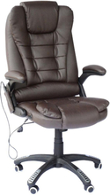 Poltrona sedia massaggiante da ufficio con riscaldamento in ecopelle, marrone