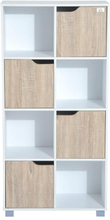 Libreria di design a 8 scompartimenti in legno bianco, 60x30x122cm