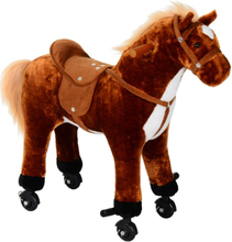 Cavallo cavalcabile in peluche giocattolo con suoni e ruote per bambini marrone