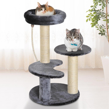 Albero tiragraffi per gatti a 3 livelli in peluche sisal naturale grigio