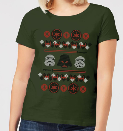 Star Wars Empire Knit Women's Christmas T-Shirt - Forest Green - S - Forest Green