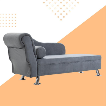 Chaise longue Divano imbottito con cuscino realx per casa ufficio grigio