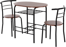 Tavolo da pranzo con 2 sedie in legno e ferro nero