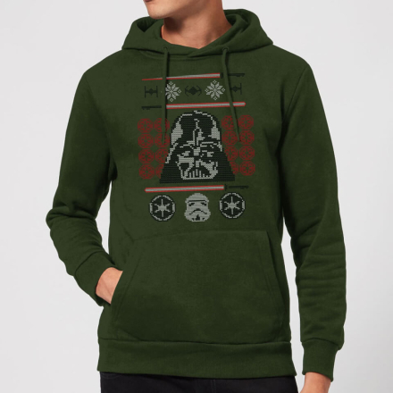 Star Wars Darth Vader Face Knit Christmas Hoodie - Forest Green - M