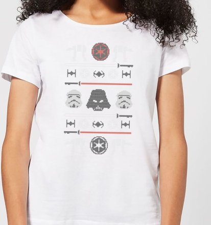 Star Wars Imperial Knit Women's Christmas T-Shirt - White - XXL