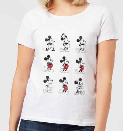 Disney Mickey Mouse Evolution Nine Poses Women's T-Shirt - White - XXL