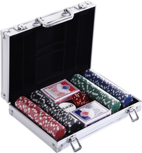 Valigetta poker in alluminio con 200 fiches e 2 mazzi texas hold'em e blackjack