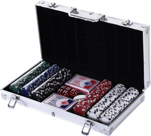 Valigetta poker in alluminio con 300 fiches e 2 mazzi texas hold'em e blackjack