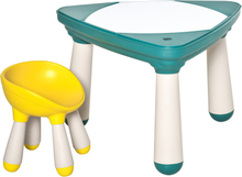 Tavolino per bambini con sedia e vani gioco educativo 2-5 anni giallo e verde