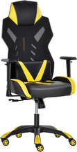 Sedia poltrona gaming ergonomica con altezza regolabile similpelle nero giallo