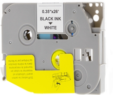inkClub 9mm tape, sort tekst på hvid bund, lamineret, stærk lim, 8m