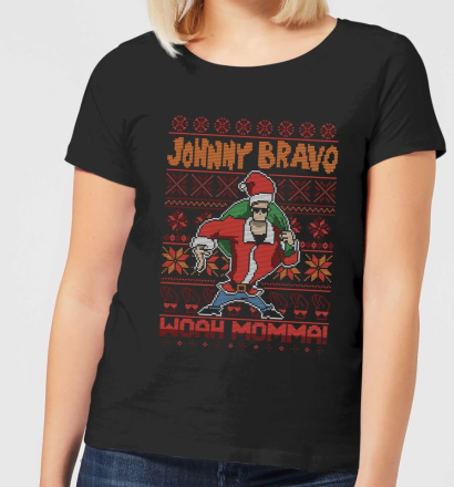 Johnny Bravo Johnny Bravo Pattern Women's Christmas T-Shirt - Black - XL