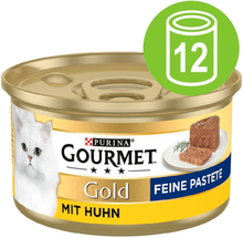 Gourmet Gold Feine Pastete 12 x 85 g - Mix (Kaninchen, Huhn, Lachs, Nieren)