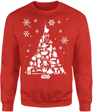 Star Wars Character Christmas Tree Red Christmas Jumper - S