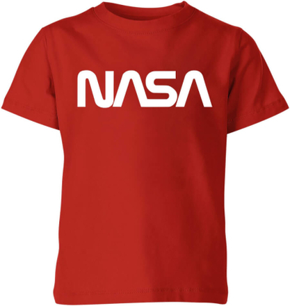NASA Worm White Logotype Kids' T-Shirt - Red - 5-6 Years