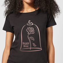 Disney Beauty And The Beast Rose Gold Women's T-Shirt - Black - M