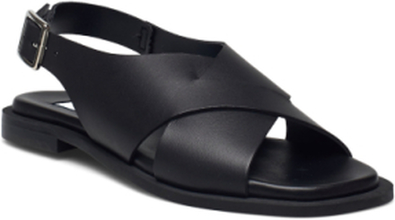 Simple Cross Flat Shoes Summer Shoes Sandals Svart Apair*Betinget Tilbud