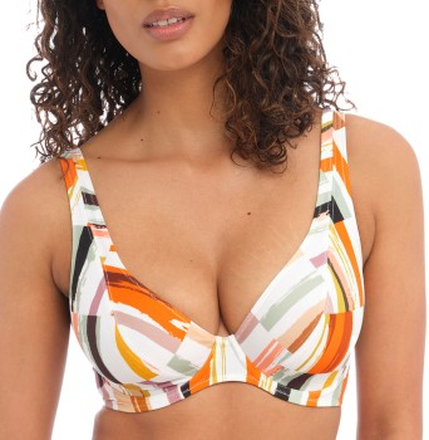 Freya Shell Island UW High Apex Bikini Top Weiß Muster H 65 Damen
