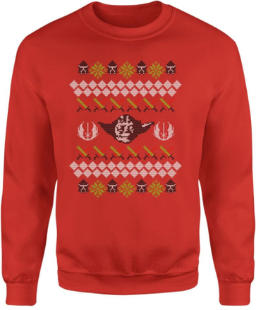 Star Wars Yoda Sabre Knit Weihnachtspullover – Rot - L