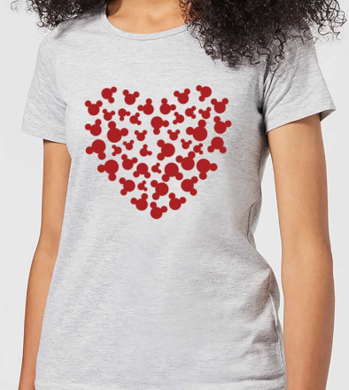 Disney Mickey Mouse Heart Silhouette Women's T-Shirt - Grey - XL