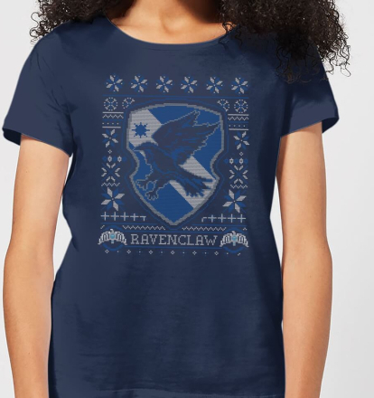 Harry Potter Ravenclaw Crest Women's Christmas T-Shirt - Navy - XXL