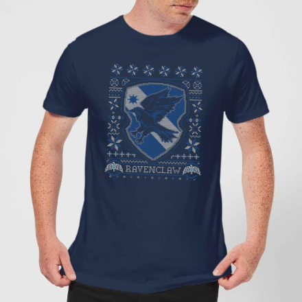 Harry Potter Ravenclaw Crest Men's Christmas T-Shirt - Navy - M