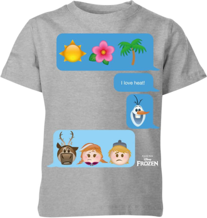 Disney Frozen I Love Heat Emoji Kids' T-Shirt - Grey - 9-10 Years