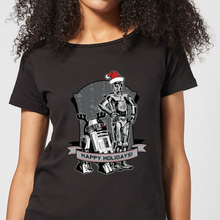 Star Wars Happy Holidays Droids Women's Christmas T-Shirt - Black - S