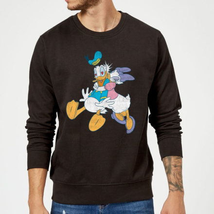 Disney Mickey Mouse Donald Daisy Kiss Sweatshirt - Black - S