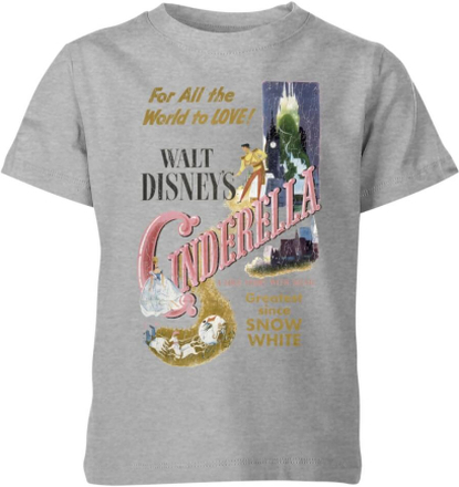 Disney Disney Princess Cinderella Retro Poster Kids' T-Shirt - Grey - 11-12 Years - Grey
