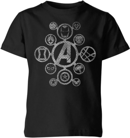 Avengers Distressed Metal Icon Kids' T-Shirt - Black - 7-8 Years