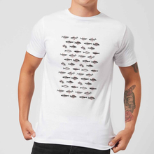 Florent Bodart Fish In Geometric Pattern Men's T-Shirt - White - 5XL