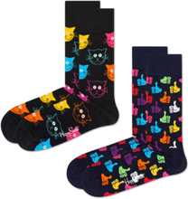 2-Pack Classic Cat Socks Lingerie Socks Regular Socks Black Happy Socks