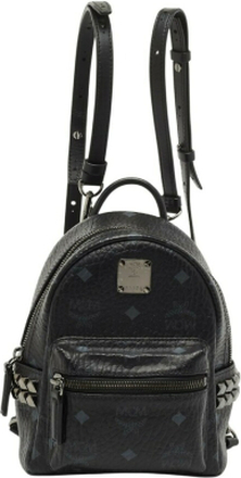 Pre-owned Black Visetos Coated Canvas and Leather Mini Studded Stark Bebe Boo Backpack