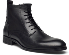 Biabyron Leather Lace Up Boot Snørestøvler Black Bianco