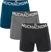 Muchachomalo Boxershorts Solid Black/Grey Melange/Blue-M