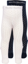 Ewers Baby strømpebukser 2-pack med prikker og sløjfe navy/hvid