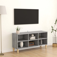 vidaXL TV-bänk med massiva ben grå sonoma-ek 103,5x30x50 cm