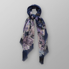 Eton Marinblå & lila foulardscarf med blommönster