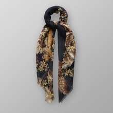 Eton Marinblå & brun foulardscarf med blommönster