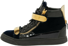Giuseppe Zanotti Black/Navy Blue Leather and Velvet Coby High Top Sneakers